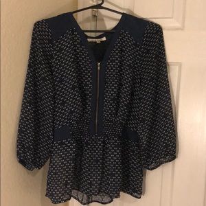Bow pattern long sleeve blouse